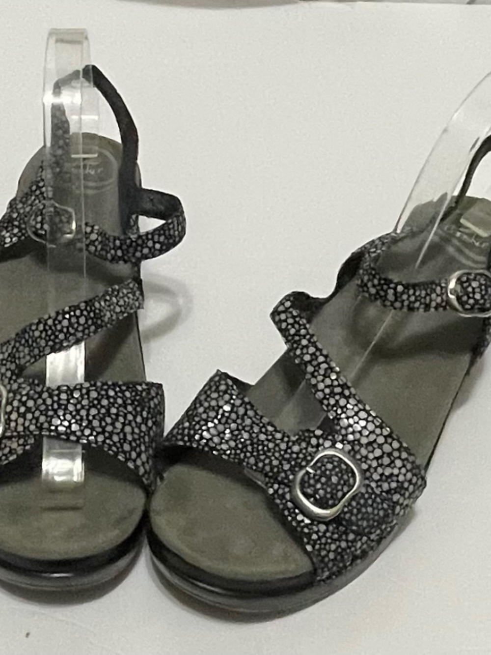 Dansko Womens Sandi Shimmer Nubuck Leather Slingback Wedge Shoes